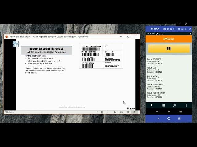 Zebra NG SimulScan Multi-barcode - New Parameter - Report Decoded Barcode - In Action