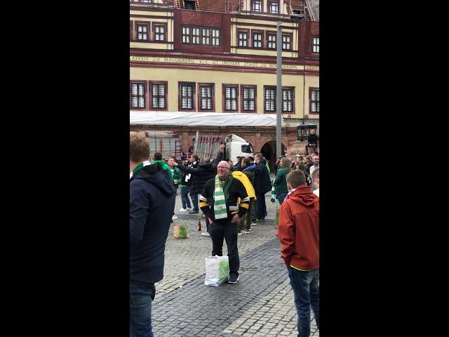 Eric Clark's Travel Videos - Leipzig Germany - People drinking and kicking balls in main square