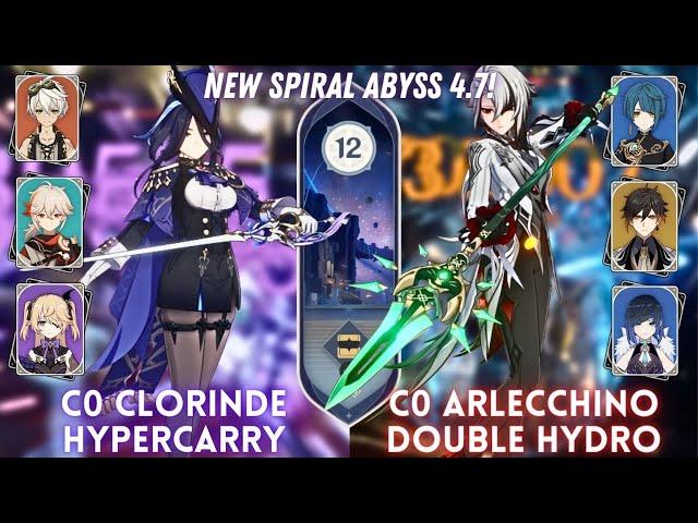 NEW SPIRAL ABYSS 4.7! C0 Clorinde Hyper & C0 Arlecchino 2 Hydro | Floor 12 - 9⭐