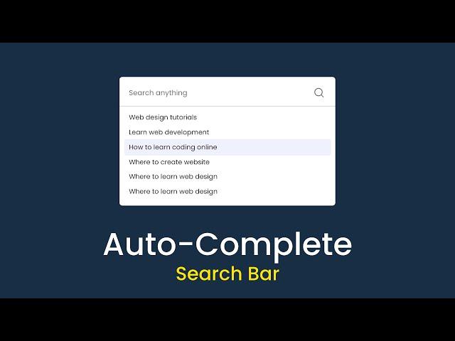 How To Make Autocomplete Search Box For Website Using HTML CSS & JavaScript