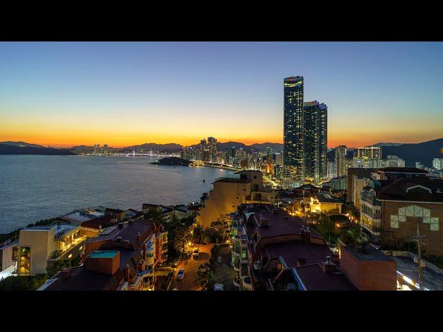 4K 타임랩스 부산 _ 해운대 달맞이길, 문텐로드. 달맞이고개. 엘시티 야경Haeundae Dalmaji gil Timelapse.  Busan Nightscape. Korea.