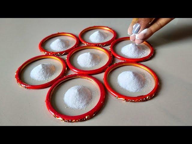 Beautiful Very Simple and Easy Rangoli Designs For Festival | चूड़ी से आप भी बना लेंगे सुंदर रंगोली