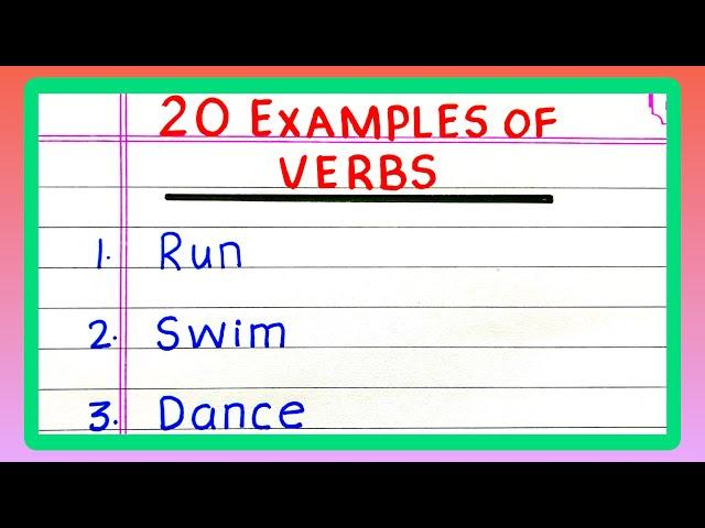 VERBS IN ENGLISH GRAMMAR | ACTION VERBS IN ENGLISH GRAMMAR | 10 | 20 Examples of VERBS