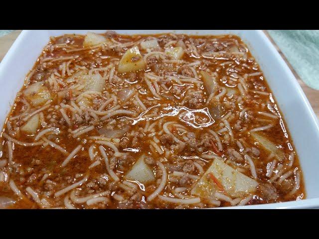 Sopa De Fideo Con Carne De Res