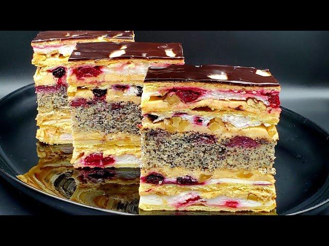 An incredible cake with cherries, walnuts, and poppy seeds. Cakes by Natalia Sus.