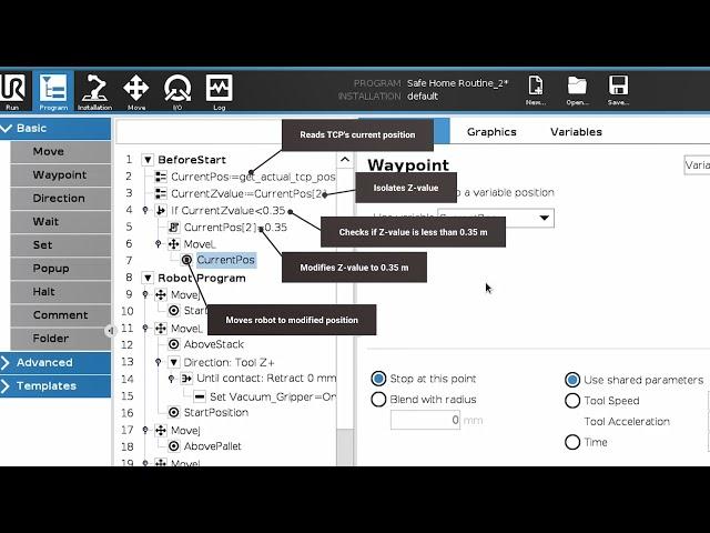 Prevent collision after program stop with a "Before Start Sequence"