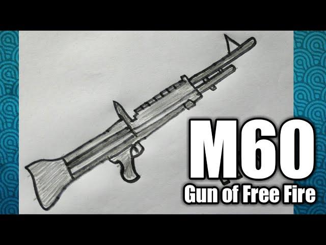 How to draw M60 gun of Free Fire - Very easy - SHN Best Art