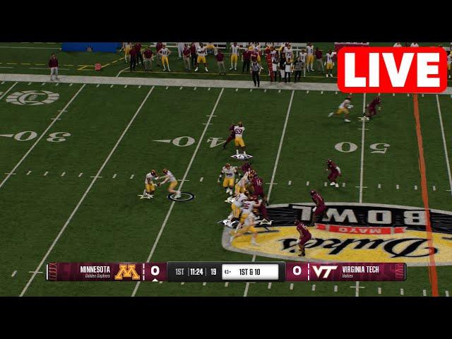 NCAAF LIVE Minnesota Golden Gophers vs Virginia Tech Hokies | Duke's Mayo Bowl - College Football25