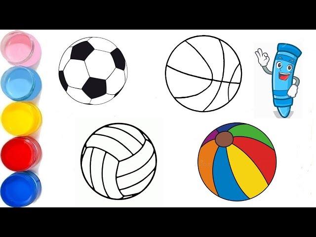 Как нарисовать мячик,How to draw a ball,Веселые рисунки,Раскраска