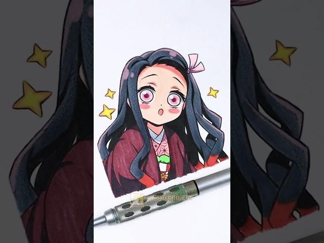 Drawing Nezuko Kamado  || Stained Art with App AR Drawing  #shorts #nezuko #demonslayer