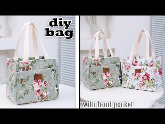 DIY BAG MAKING FROM CLOTH | with front pocket korean design floral zipper purse bag