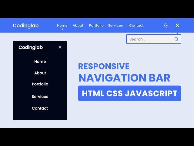 Responsive Navigation Bar with HTML CSS & JavaScript | Dark/Light Mode