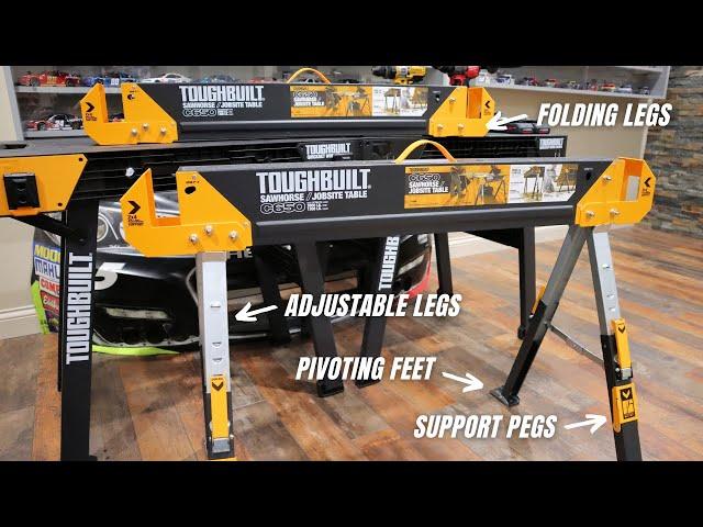 TOUGHBUILT Sawhorse C650 | Best Folding Sawhorse with Pivoting Feet and Adjustable Legs #toughbuilt