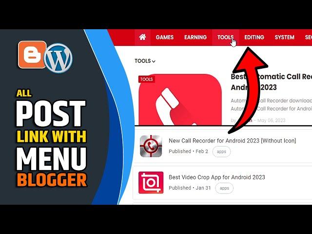 How to add all Post in Menu in Blogger | Post link list with Menu Bar on Blogger