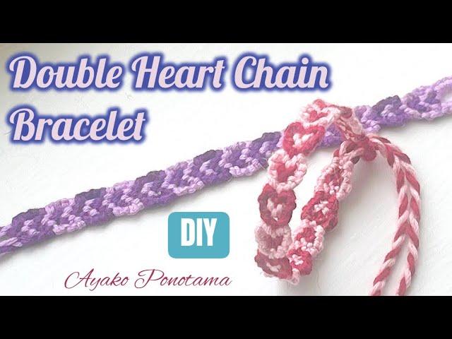 How to make Double Heart  Chain #bracelet w/4 strings #quickdiy #originaldesign #howto #valentines