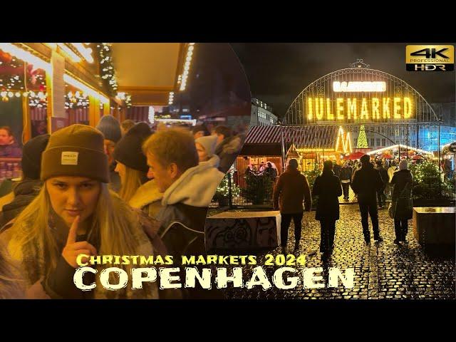 Julemarked Gammeltorv 2024Copenhagen Denmark, Christmas Markets, Saturday 23 November, 4K Walk