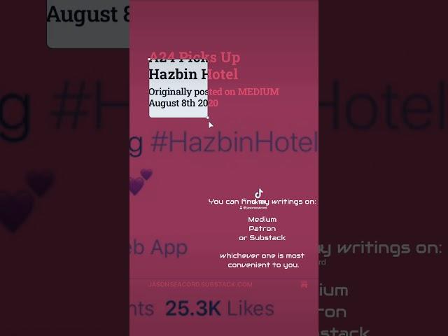 A24 Picks Up Harbin Hotel (originally posted on MEDIUM August 8th 2020) #hazbinhotel #shorts