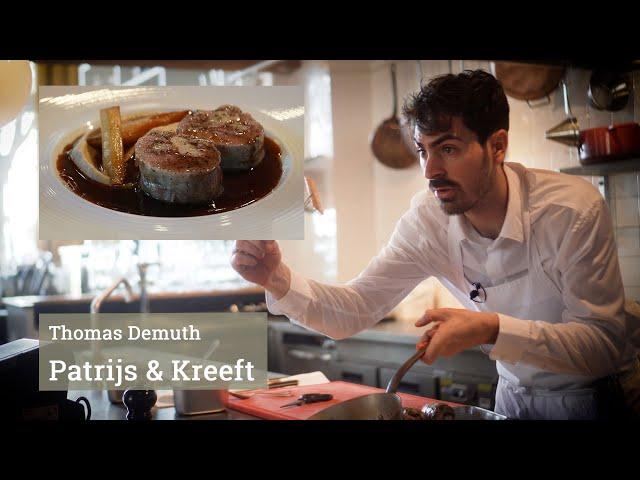 Thomas Demuth maakt een ballotine van patrijs en kreeft