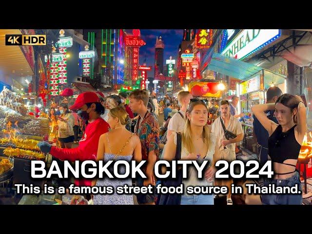  4K HDR | Night Walk The Best Street Food Chinatown Thailand | Bangkok Walk 2024