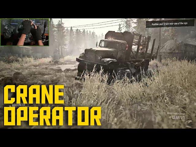 Crane Operator | Driving A Big Log Crane Truck On A Badly Damaged Road