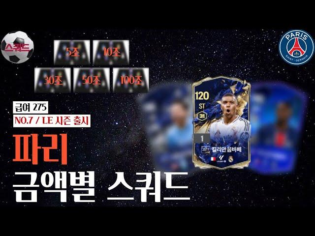'파리' 5조부터 100조 금카까지 금액별 스쿼드 [급여275] NO.7 / LE 시즌 출시 FC온라인/피파4