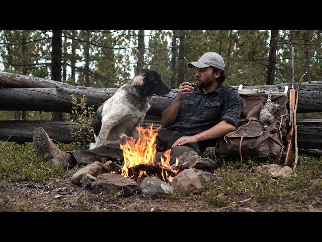 Grouse Hunt & Cook with my New Puppy - Bushcraft Cooking, Labrador Tea, Canadian Backcountry