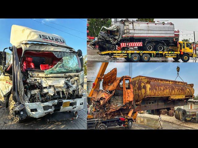 3 Trucks completely destroyed by accident, completely repaired and restored with great skill