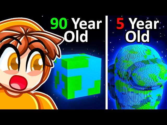 Reacting to MINECRAFT at DIFFERENT AGES (100 YEAR OLD)