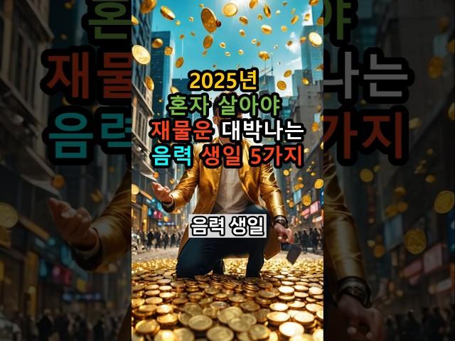 2025년 혼자 살아야 재물운 돈벼락 맞는다! 대박나는 음력 생일 5가지 #재물운 #운세 #솔로운