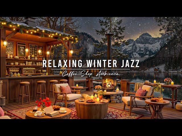 Cozy Winter Coffee Shop Ambience & Jazz Relaxing Music for Studying  Smooth Jazz Instrumental Music