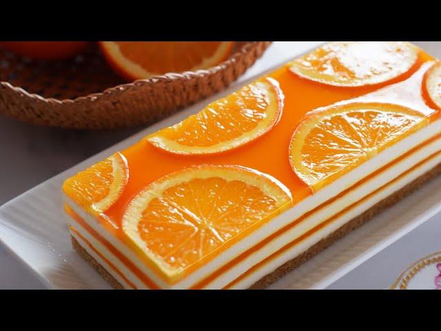 Orange cake made with lots of oranges So delicious / No bake / Orange jelly / Orange Mousse cake