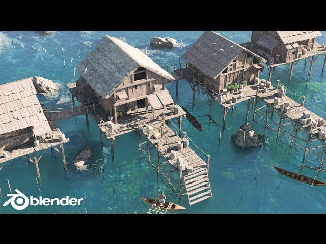 How I made a Fishing Village with the Water Shader Addon in Blender