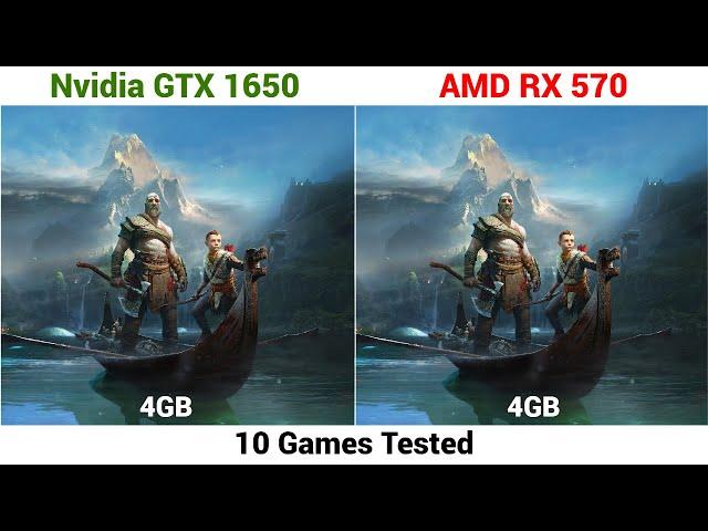 Nvidia GTX 1650 vs AMD RX 570 4GB in 2024 | 10 Games Tested