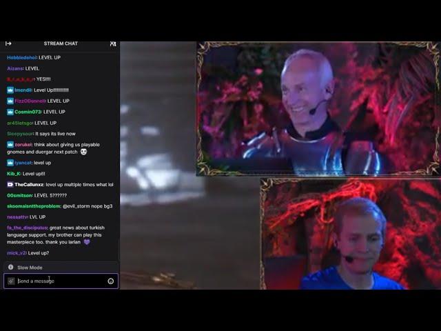 Swen Vincke reacting to Twitch chat from Grymforge Patch 6 showcase