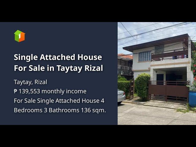 Single Attached House For Sale in Taytay Rizal