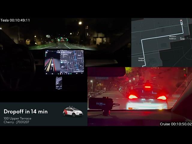 Self-Driving Race: Tesla Full Self-Driving vs GM Cruise