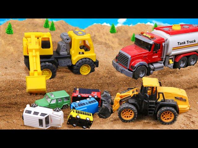 Bridge Construction Vehicles Excavator Crane Truck and Rescue Police Car | ENJO Car Toys