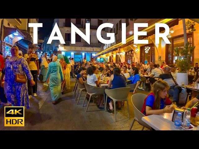 TANGIER Morocco Night Walk - Tangier Nightlife 4K HDR