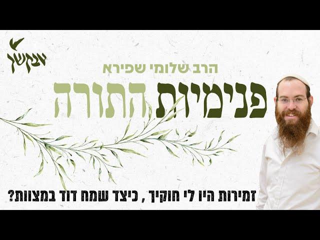 זמירות היו לי חוקיך, כיצד שמח דוד במצוות? | פנימיות התורה | הרב שלומי שפירא