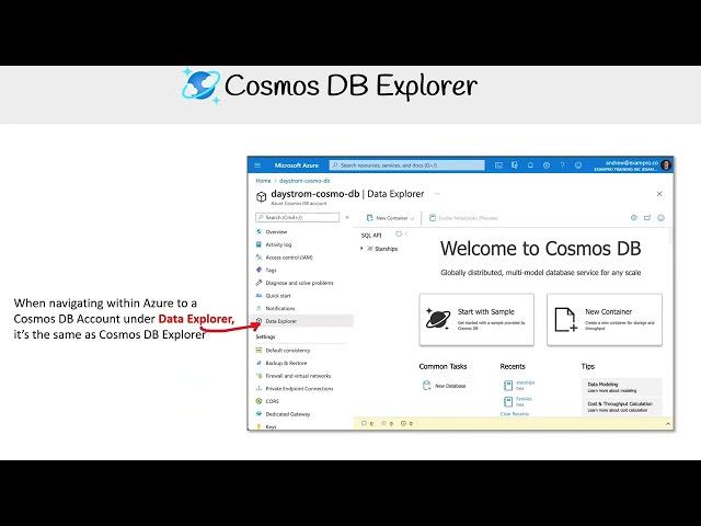 AZ 305 — Cosmos DB Explorer