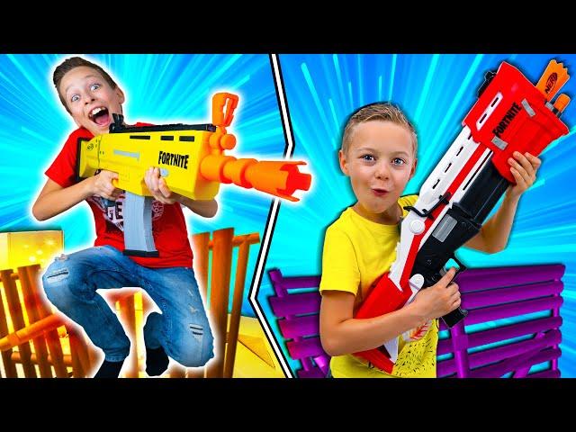 Nerf Fortnite Blasters Challenge with Roman and Max