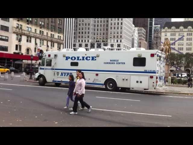 NYPD MOBILE SPECIAL OPERATIONS COMMAND CENTER UNIT ON E 60TH ST & 5TH AVE DURING HURRICANE SANDY.