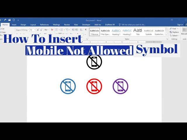 How To Insert "Mobile Not Allowed " Symbol in MS Word | Type No Mobile Use Symbol in MS Word