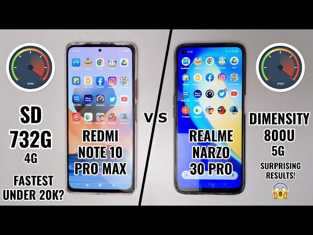 Redmi Note 10 Pro Max vs Realme Narzo 30 Pro Speedtest Comparison! SD 732G vs Dimensity 800U 