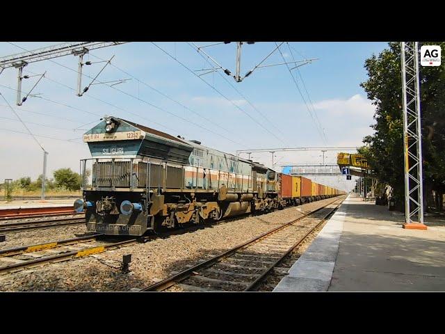 Superb Honking Angry SGUJ WDG-4 with Heavy BLC Container Freight skips HWT | North Western Railway