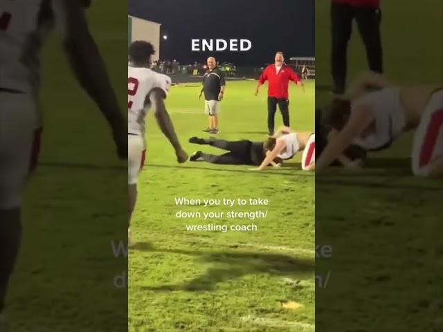 This football player tried to wrestle his coach and it backfired 