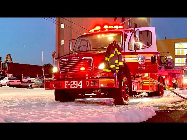  FOAM OPERATIONS  FDNY Queens 5th Alarm 10-86 Box 6066 Fire was Throughout a 2 Story Tire Shop