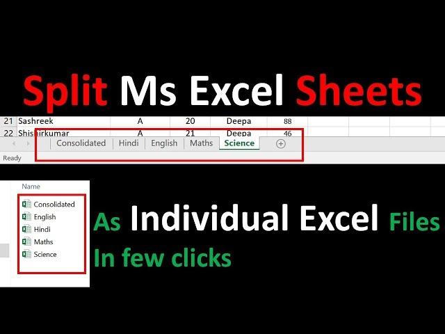 How To Split Excel Sheets Into Separate Files | Session 6