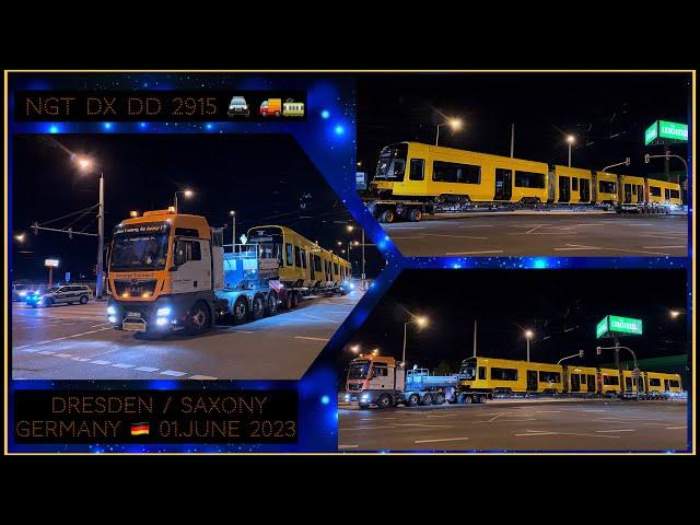 Arrival the NGT DX DD tram 2915 in Dresden / Ankunft der NGT DX DD Straßenbahn 2915 in Dresden