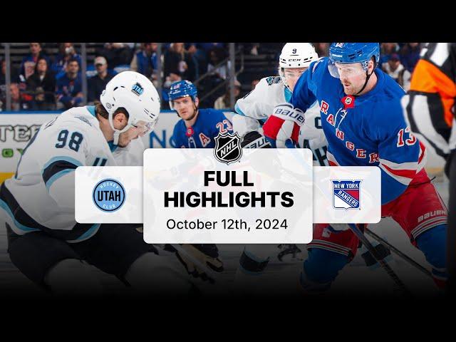 Utah Hockey Club at Rangers | October 12, 2024 | NHL Full Game Highlights